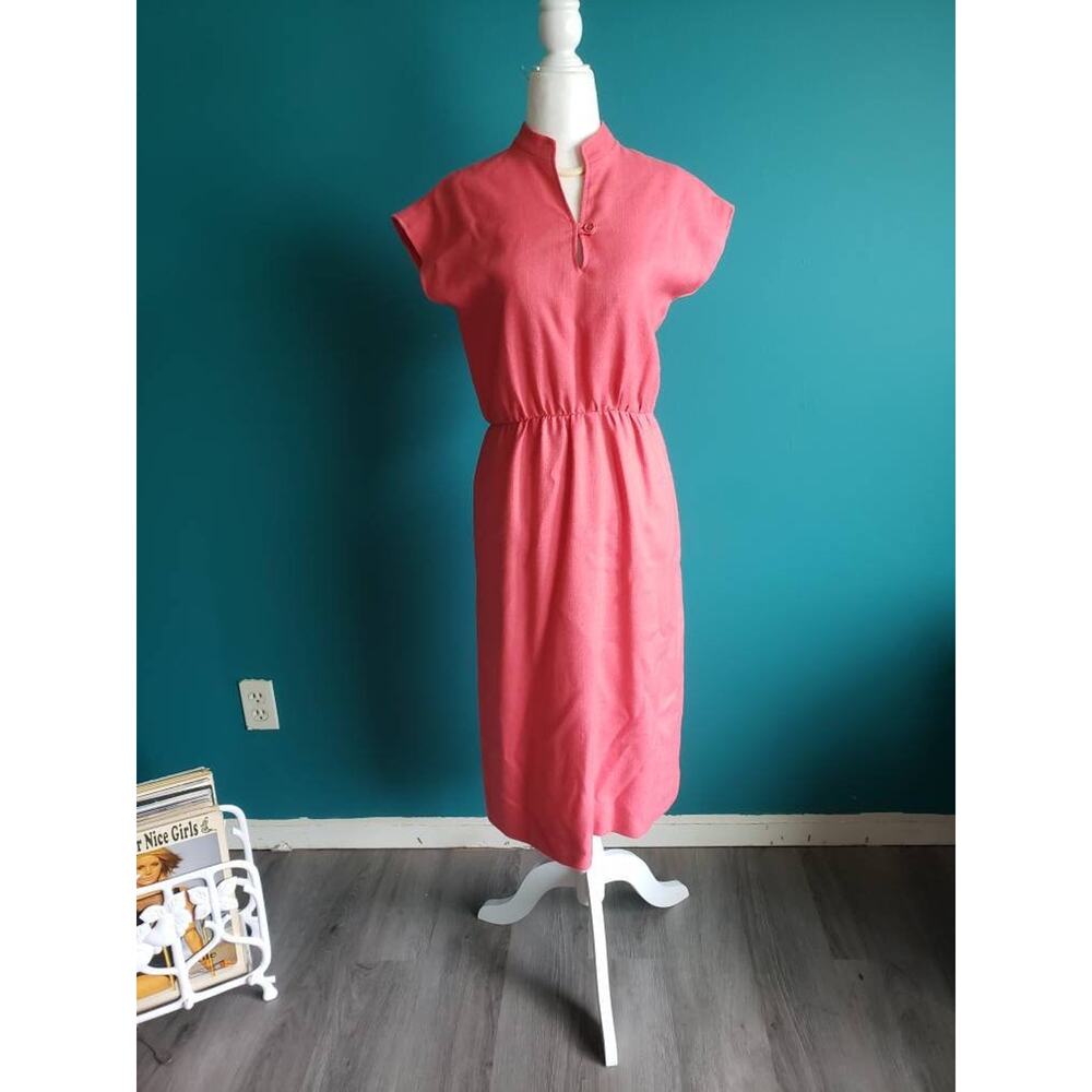 Vintage 50s 60s wiggle dress in coral pink size small pinup rockabilly
